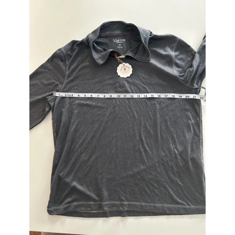 VISITOR Premium‎ Men's Charcoal Gray 1/4 Zip Long Sleeve Pullover Shirt Size M - Picture 3 of 9